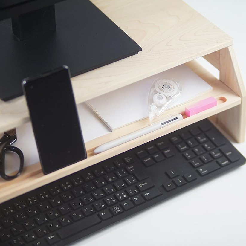 Amazon.co.jp: ひのき パソコン台 モニター台 PC台 パソコンラック